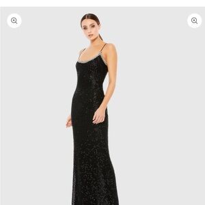 Mac Duggal Black and Silver Maxi Dress